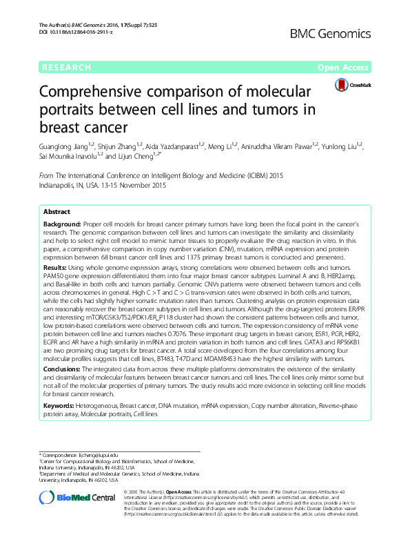(PDF) Comprehensive comparison of molecular portraits between cell ...