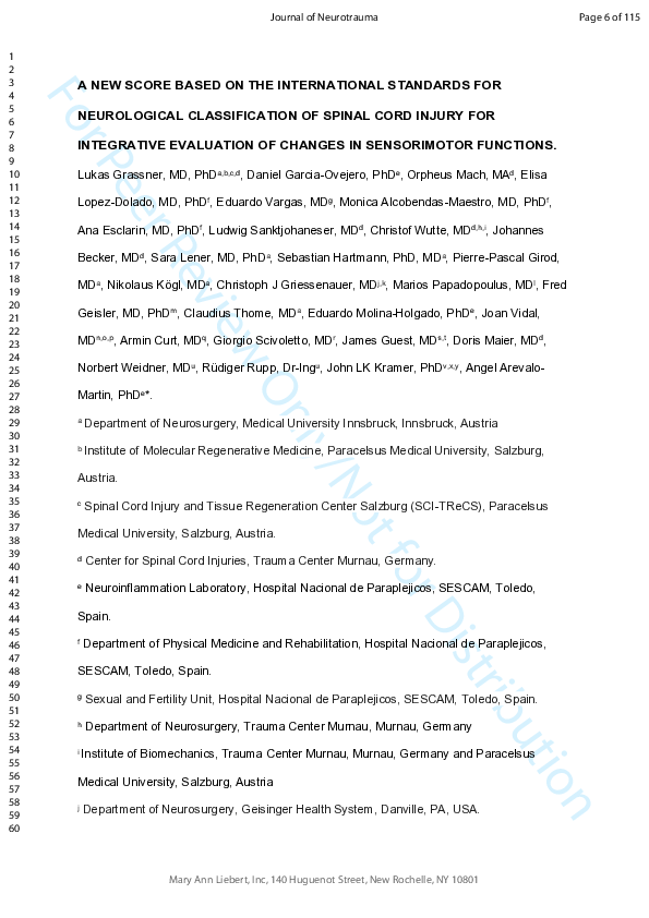 (PDF) A New Score Based on the International Standards for Neurological ...