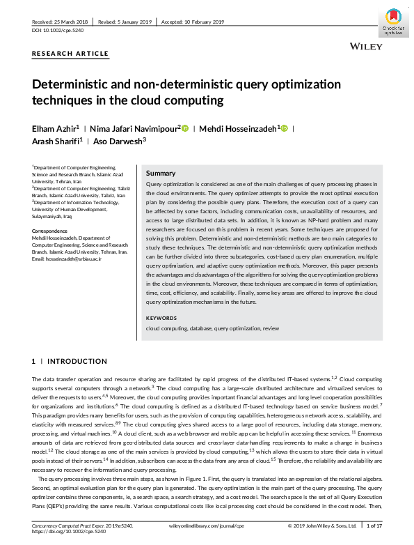 (PDF) Deterministic and non-deterministic query optimization techniques ...