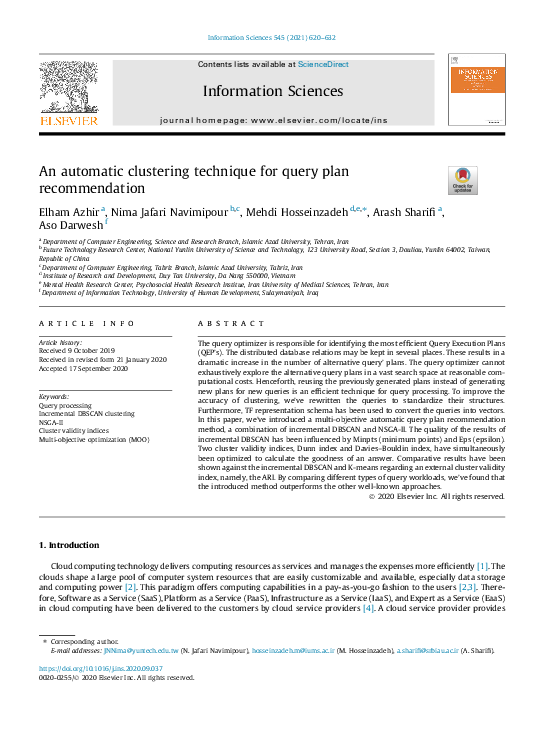 (PDF) An automatic clustering technique for query plan recommendation