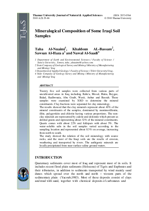(PDF) Mineralogical Composition of Some Iraqi Soil Samples