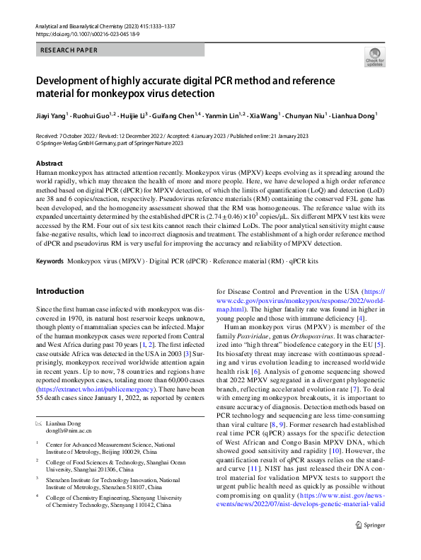 (PDF) Development of highly accurate digital PCR method and reference ...