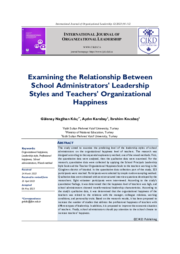 (PDF) Examining the Relationship Between School Administrators