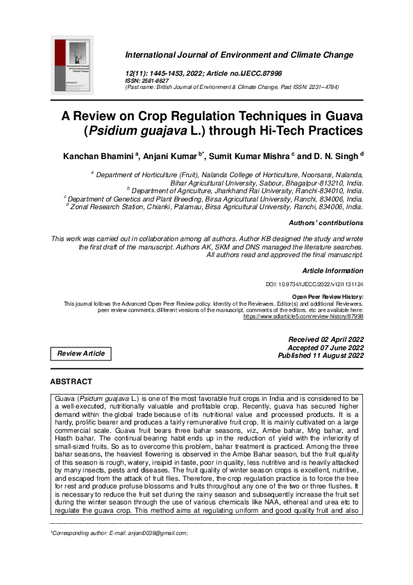 (PDF) A Review on Crop Regulation Techniques in Guava (Psidium guajava ...