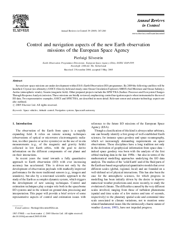 (PDF) Control and navigation aspects of the new Earth observation ...
