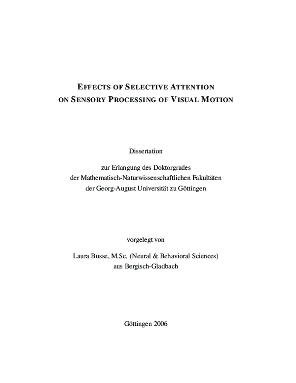 (PDF) Effects of Selective Attention on Sensory Processing of Visual Motion