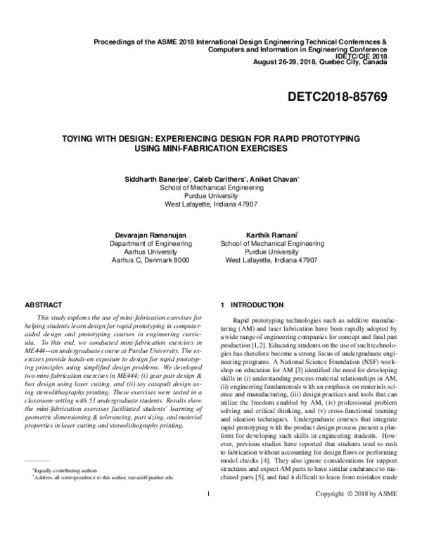 (PDF) Toying With Design: Experiencing Design for Rapid Prototyping ...