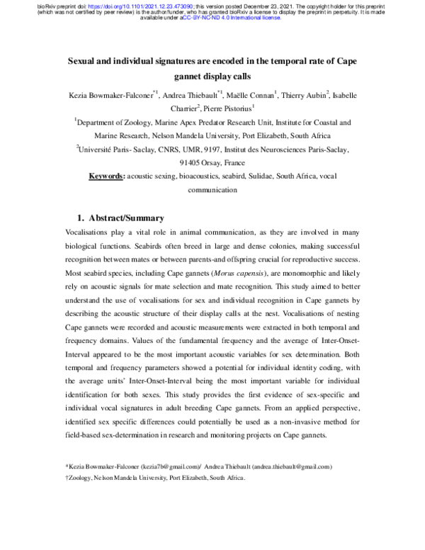 (PDF) Sexual and individual signatures are encoded in the temporal rate ...