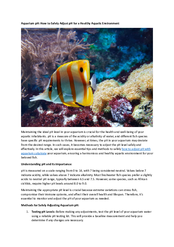 Curated visual reference: Saltwater Aquarium Acid Adjustment For Beginners Reference: Pdf Aquarium Ph How To Safely Adjust Ph For A