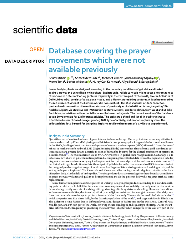 (PDF) Database covering the prayer movements which were not available ...