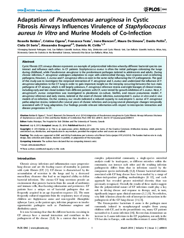 (PDF) Adaptation of Pseudomonas aeruginosa in Cystic Fibrosis Airways ...
