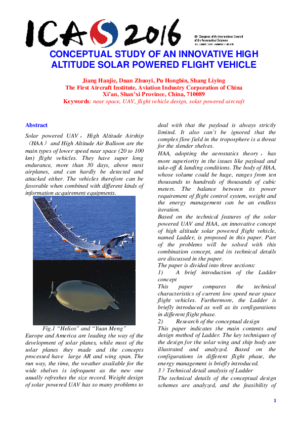 (PDF) Conceptual Study of an Innovative High Altitude Solar Powered ...