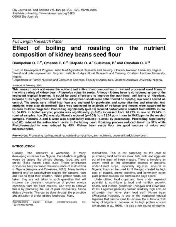 (PDF) Effect of boiling and roasting on the nutrient composition of ...