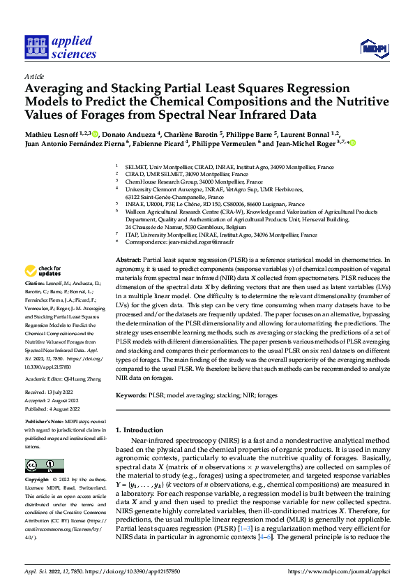(PDF) Averaging and Stacking Partial Least Squares Regression Models to ...