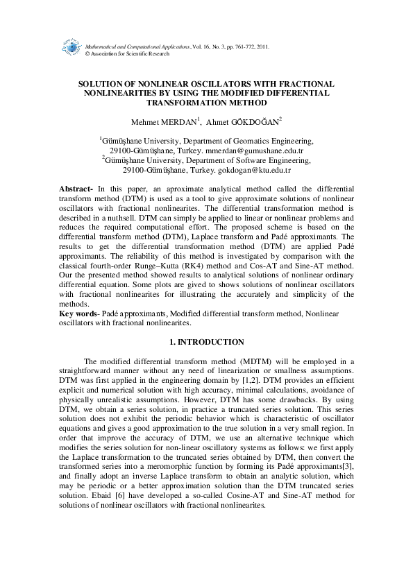 (PDF) Solution of Nonlinear Oscillators with Fractional Nonlinearities ...