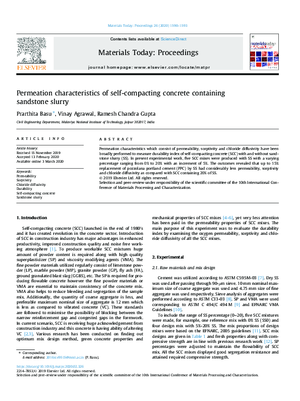 (PDF) Permeation characteristics of self compacting concrete made with ...