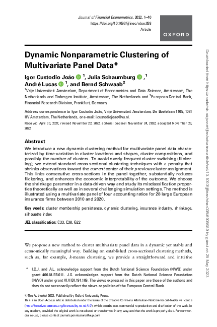 (PDF) Dynamic Nonparametric Clustering of Multivariate Panel Data