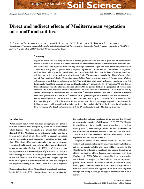 (PDF) Direct and indirect effects of Mediterranean vegetation on runoff ...