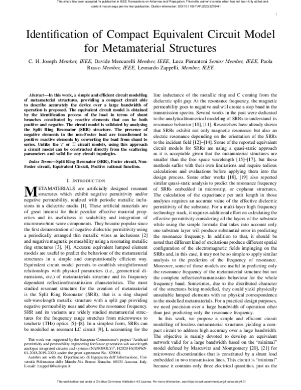 (PDF) Identification of Compact Equivalent Circuit Model for ...
