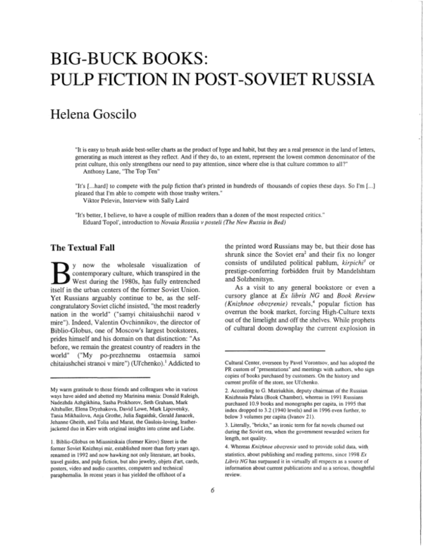 (PDF) BigBuck Books Pulp Fiction in PostSoviet Russia Helena