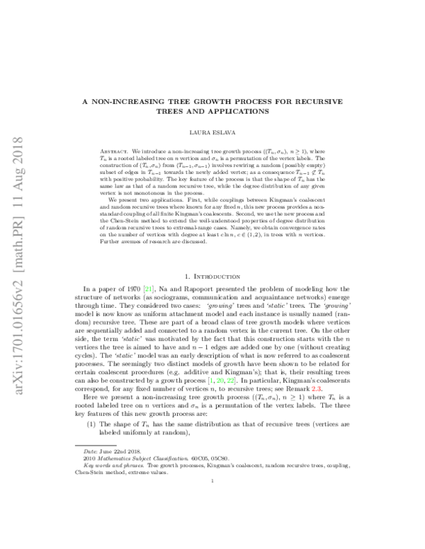 (PDF) A non-increasing tree growth process for recursive trees and ...