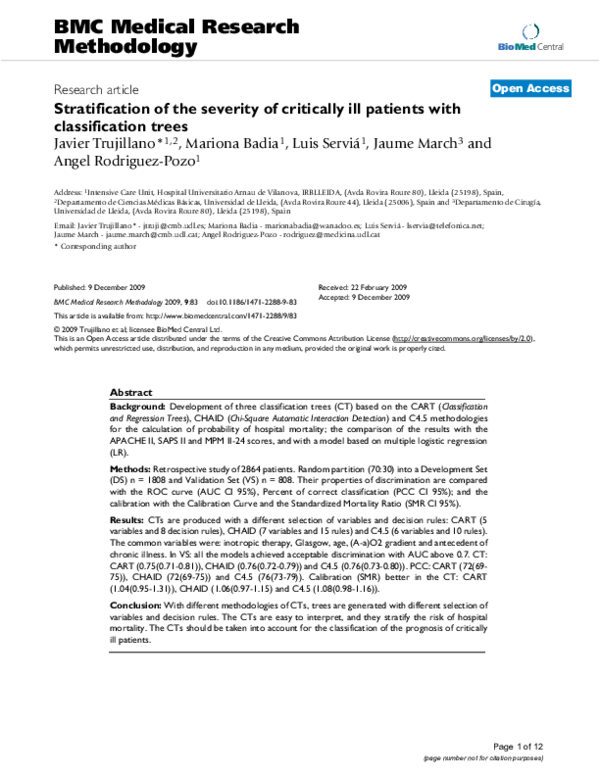(PDF) Stratification of the severity of critically ill patients with ...