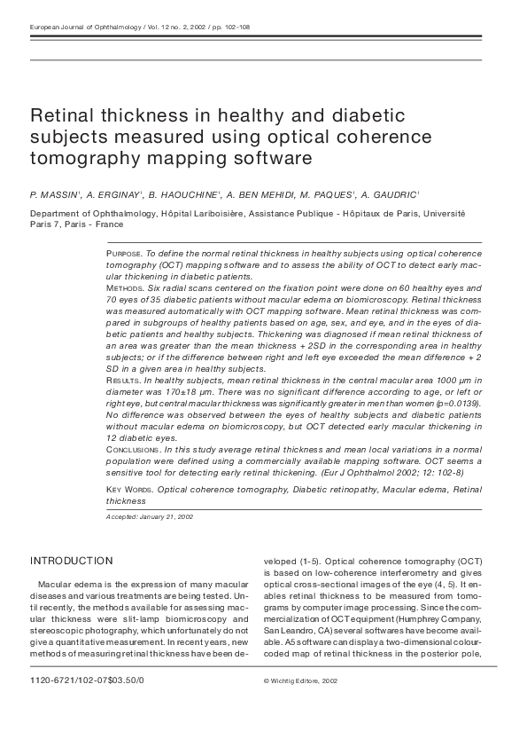 (PDF) Retinal Thickness in Healthy and Diabetic Subjects Measured Using ...