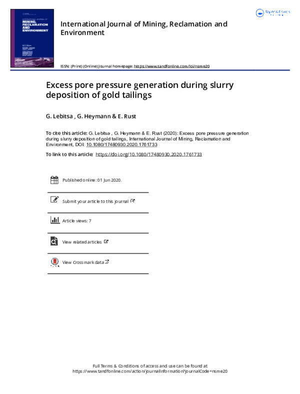 (PDF) Excess pore pressure generation during slurry deposition of gold ...
