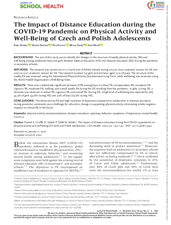 (PDF) The Impact of Distance Education during the COVID ‐19 Pandemic on ...