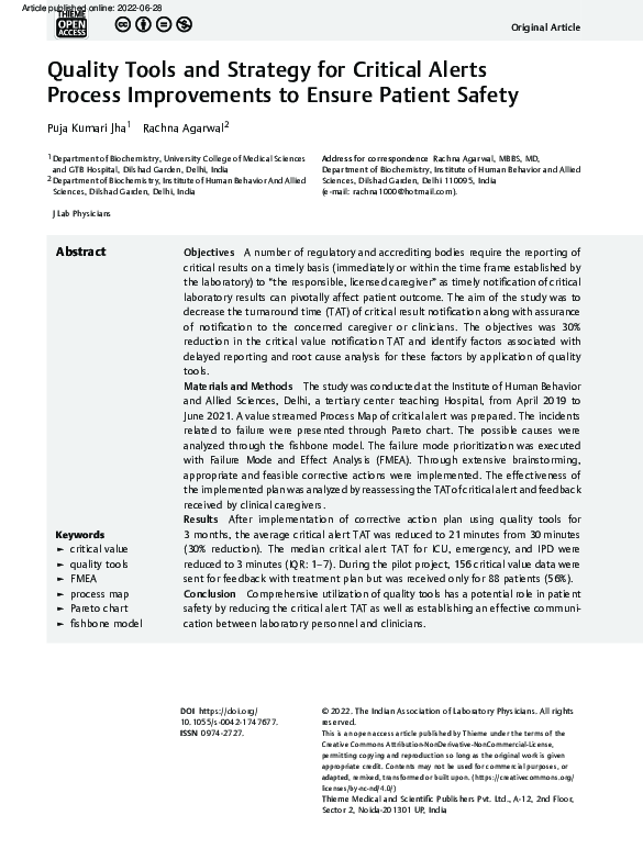 (PDF) Quality Tools and Strategy for Critical Alerts Process ...