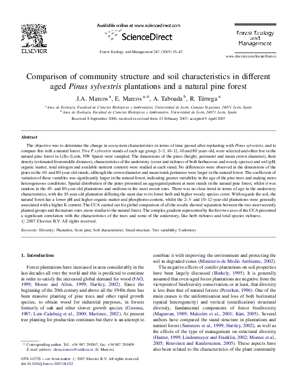 (PDF) Comparison of community structure and soil characteristics in ...