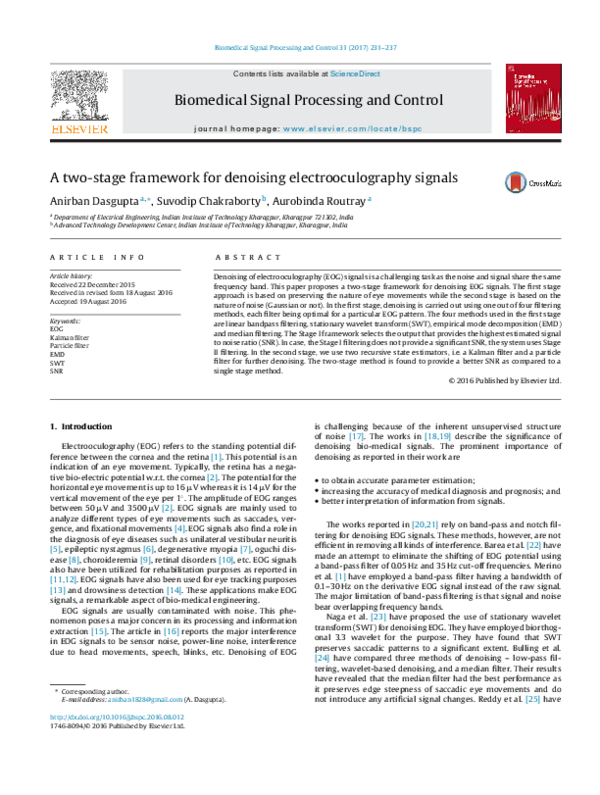 (PDF) A two-stage framework for denoising electrooculography signals