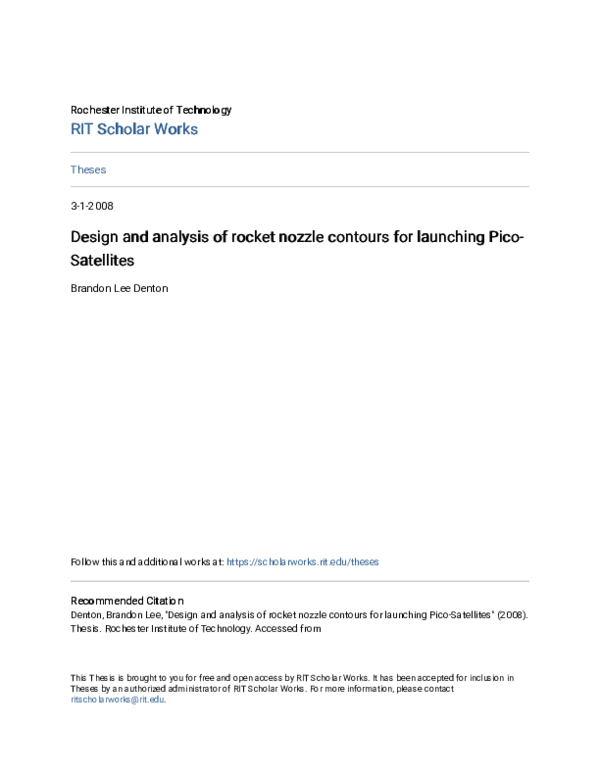 (PDF) Design and analysis of rocket nozzle contours for launching Pico ...