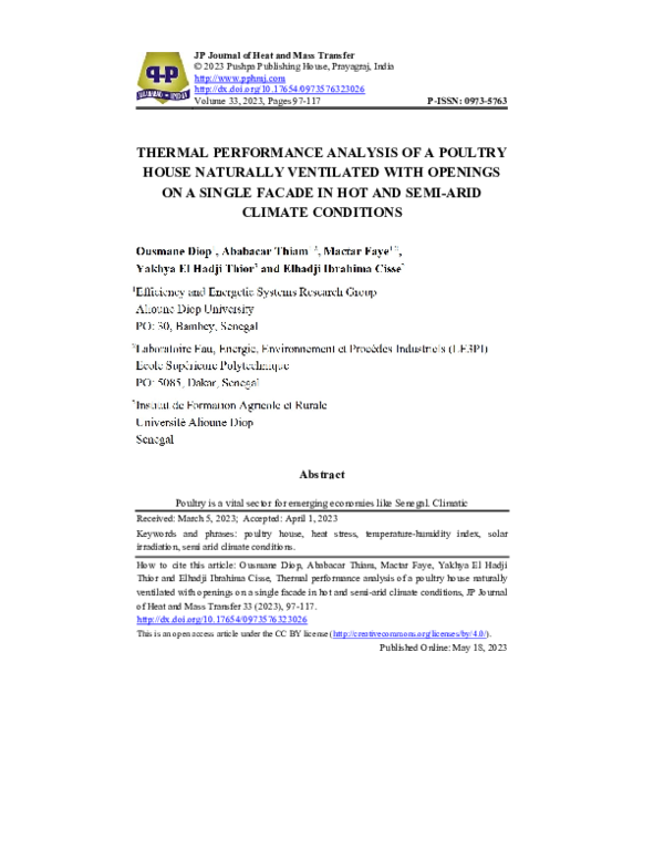 (PDF) Thermal Performance Analysis of a Poultry House Naturally ...