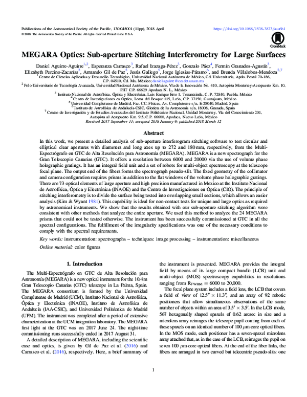 (PDF) MEGARA Optics: Sub-aperture Stitching Interferometry for Large ...