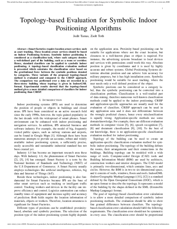 (PDF) Topology-Based Evaluation for Symbolic Indoor Positioning Algorithms