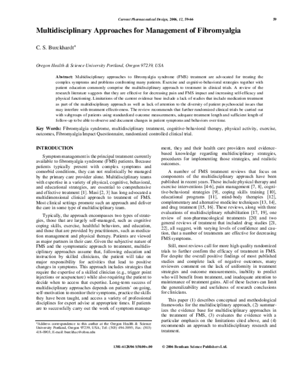 (PDF) Multidisciplinary Approaches for Management of Fibromyalgia
