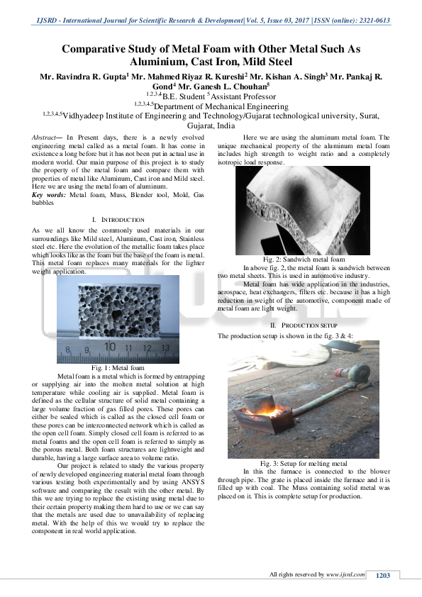 (PDF) Comparative Study of Metal Foam with Other Metal Such As ...