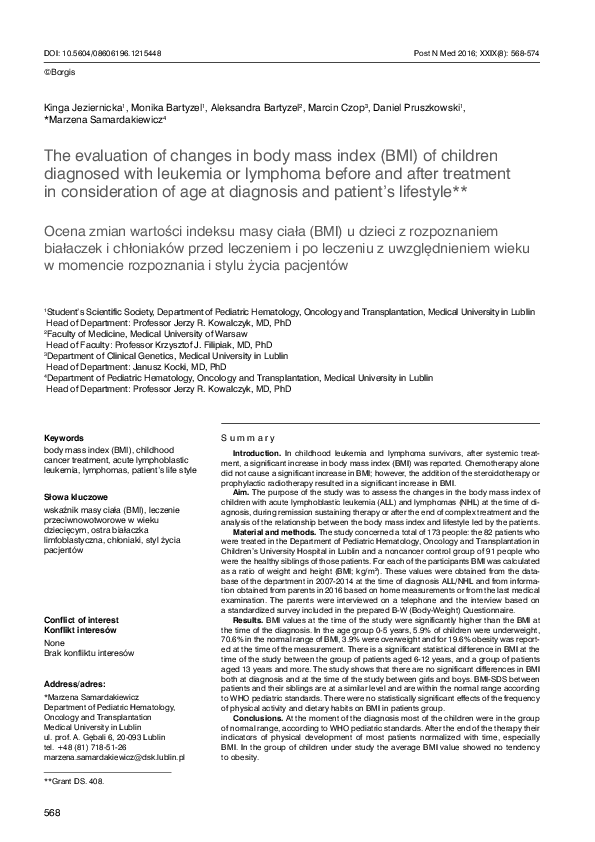 (PDF) The evaluation of changes in body mass index ( BMI ) of children ...