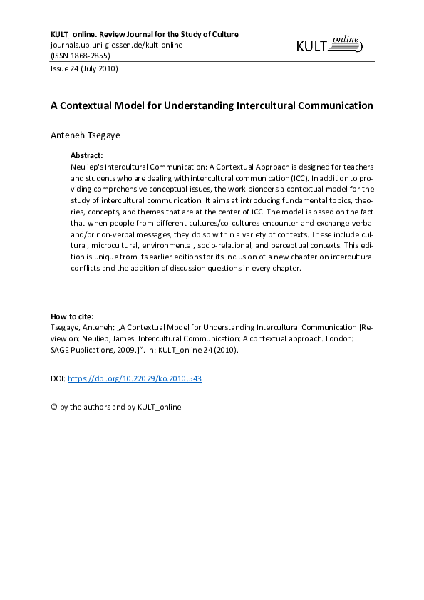(PDF) A Contextual Model for Understanding Intercultural Communication