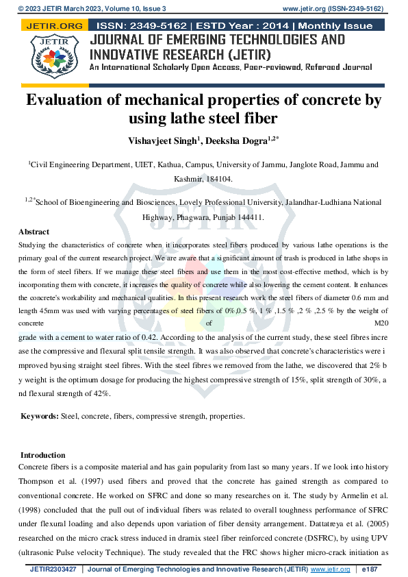 (PDF) Evaluation of mechanical properties of concrete by using lathe ...