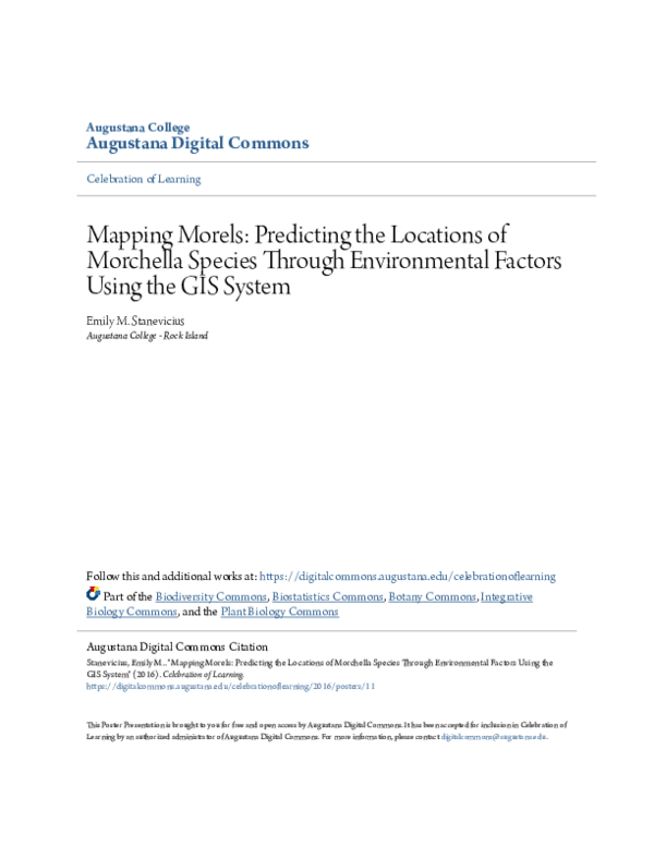 (PDF) Mapping Morels Predicting the Locations of Morchella Species