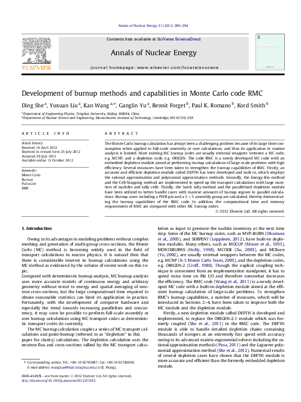 (PDF) Development of burnup methods and capabilities in Monte Carlo ...