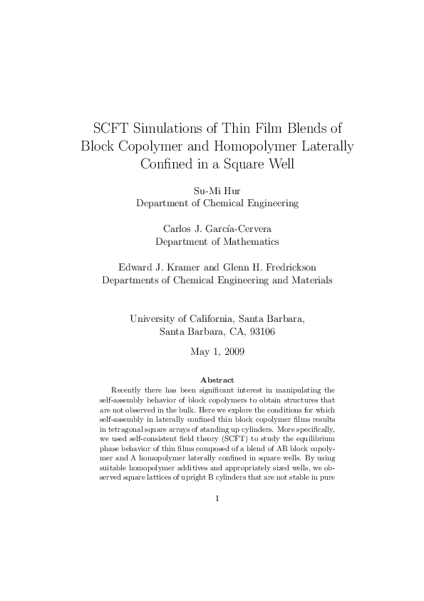 (PDF) SCFT Simulations of Thin Film Blends of Block Copolymer and ...