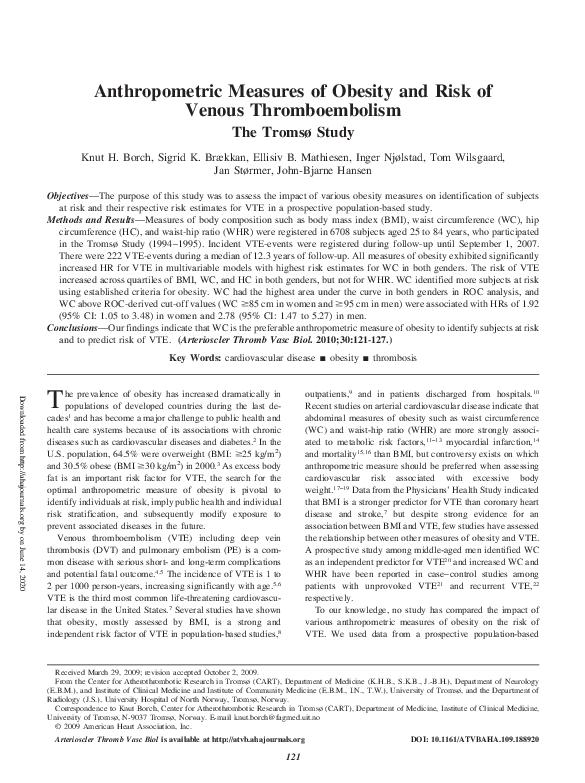 (PDF) Anthropometric Measures of Obesity and Risk of Venous ...
