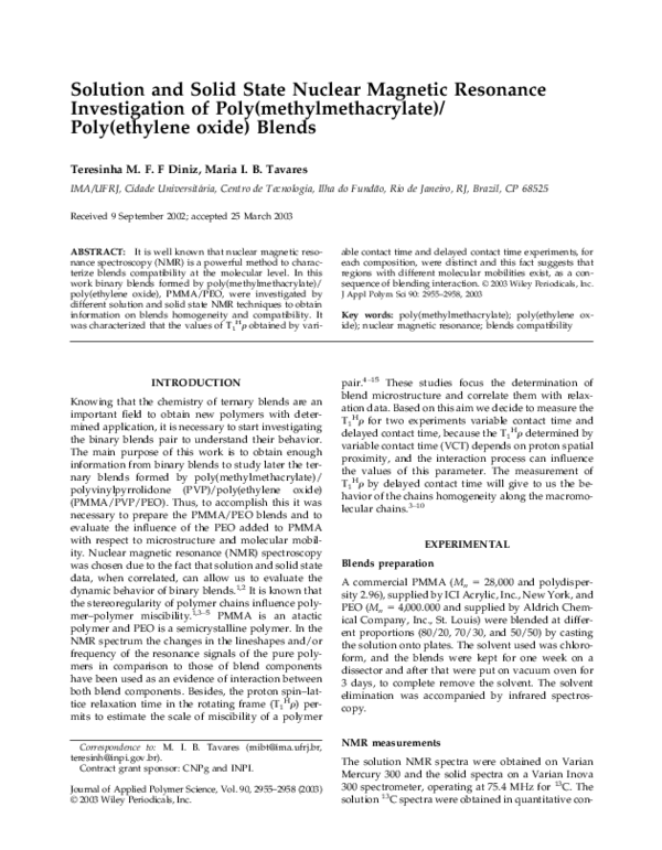 (PDF) Solution and solid state nuclear magnetic resonance investigation ...