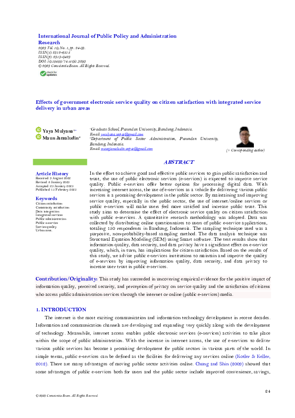 (PDF) Effects of government electronic service quality on citizen ...