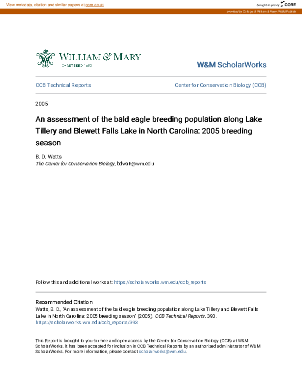 (PDF) An Assessment Of The Bald Eagle Breeding Population Along Lake