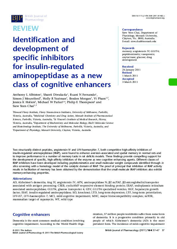 (PDF) Identification and development of specific inhibitors for insulin ...
