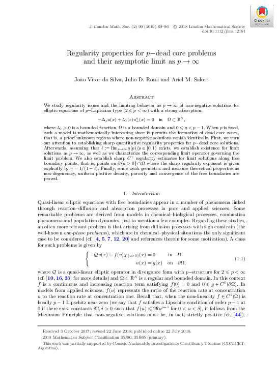 (PDF) Regularity properties for p−dead core problems and their ...